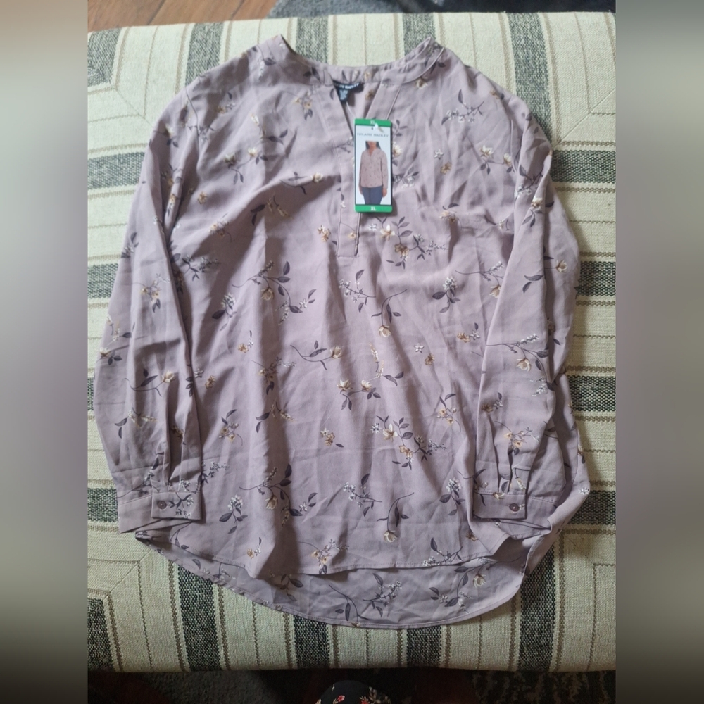 Hilary Radley Lavender Floral Women's Shirt